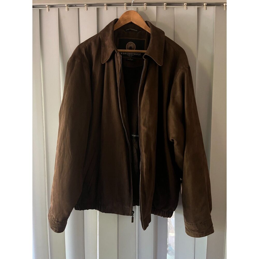 Weatherproof Garment Co. Brown Faux Suede Bomber Jacket - Men's XL